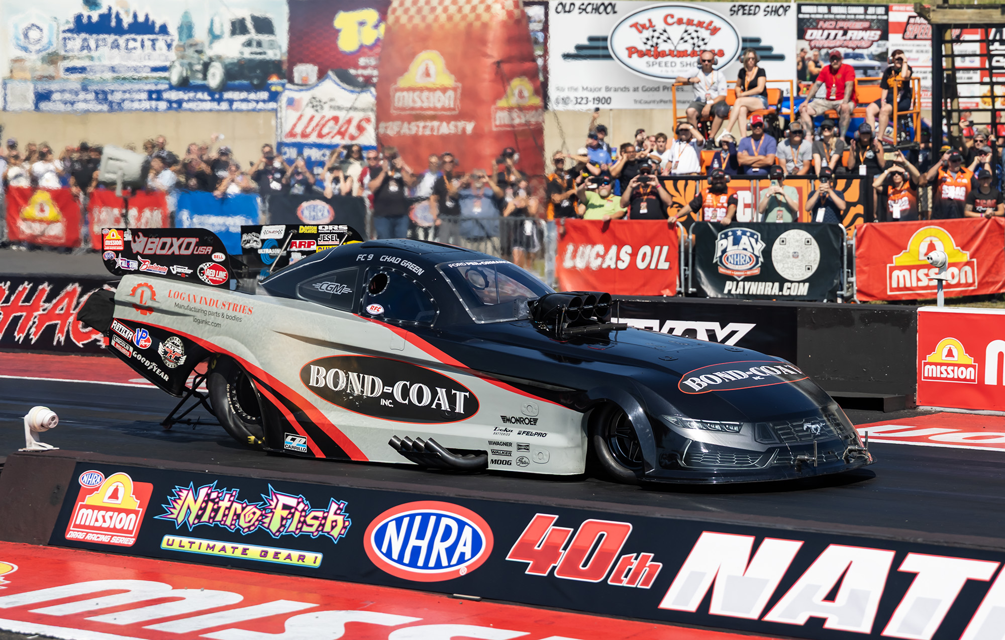 Chad Green's FC 9 Funny Car on the line at the 40th Nationals